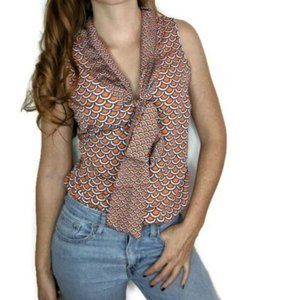 Mud Pie Blouse Womens Medium Shirt Pussybow Scales